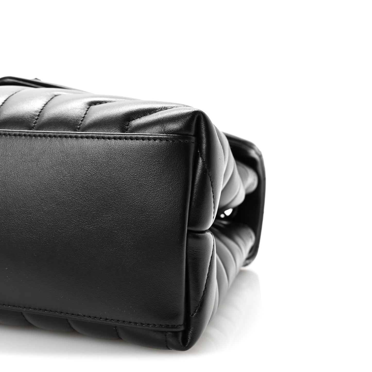 Calfskin Y Quilted Monogram Monochrome Medium Loulou Chain Satchel Black