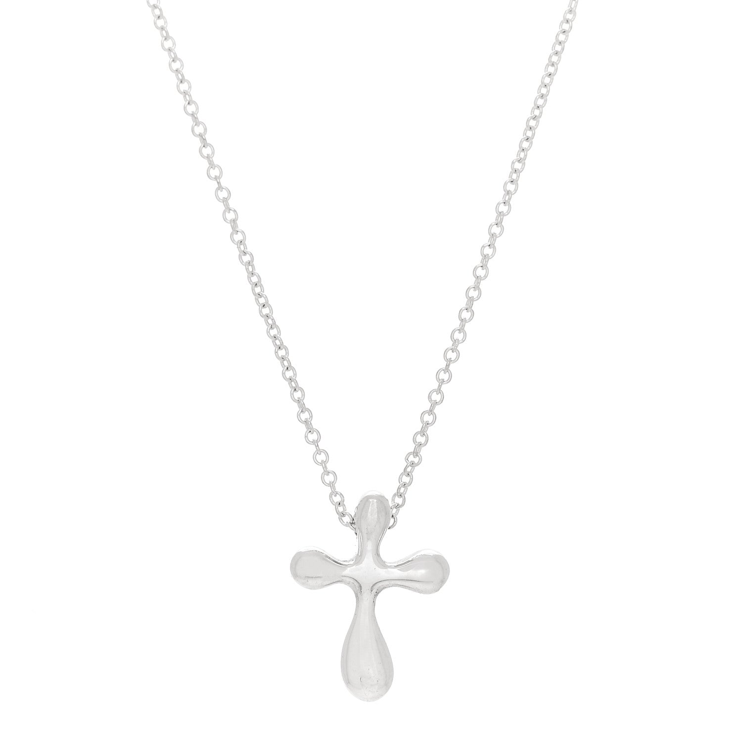 Tiffany Sterling Silver 12mm Elsa Peretti Cross Pendant Necklace 1 of 5