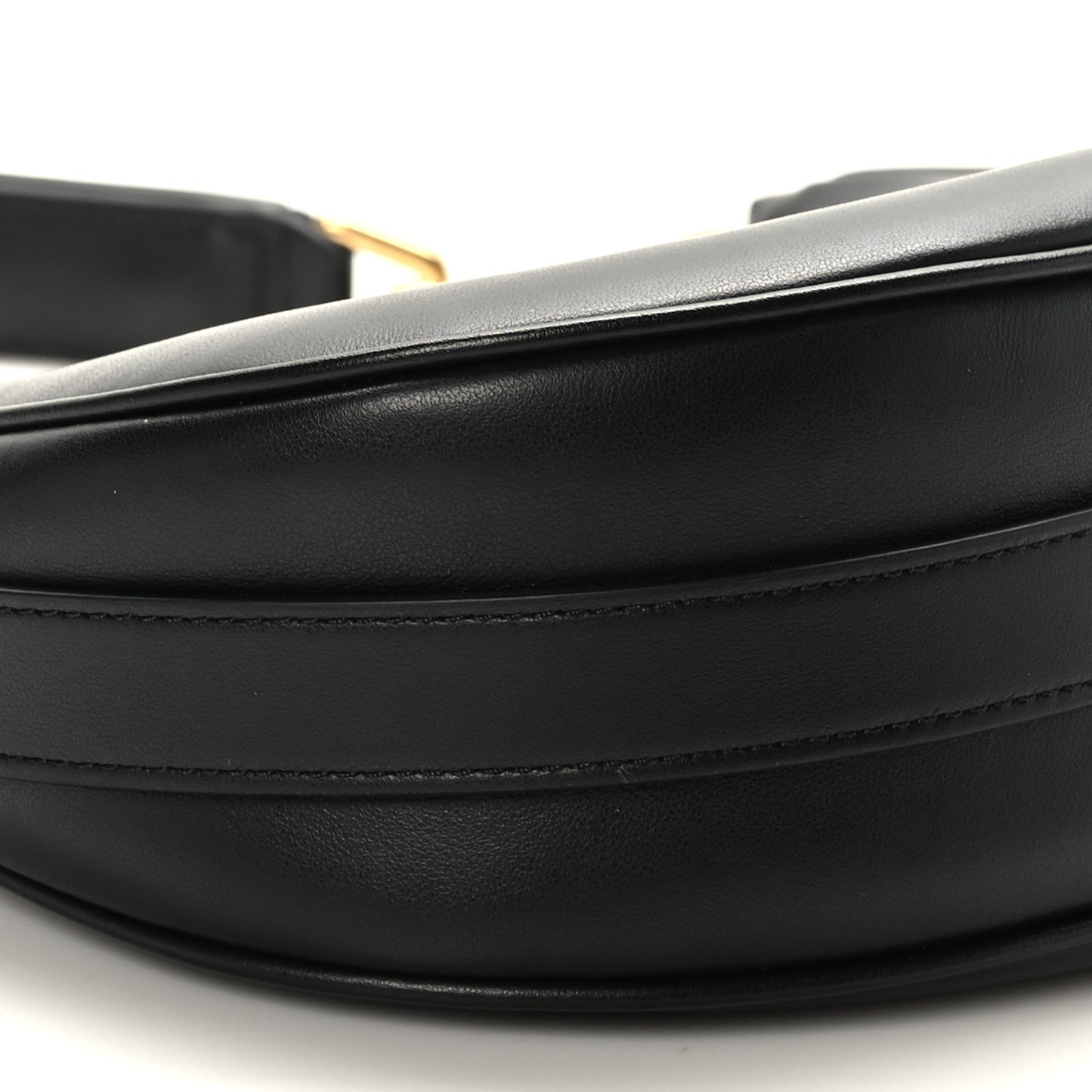 Smooth Calfskin Medium Strap Ava Shoulder Bag Black