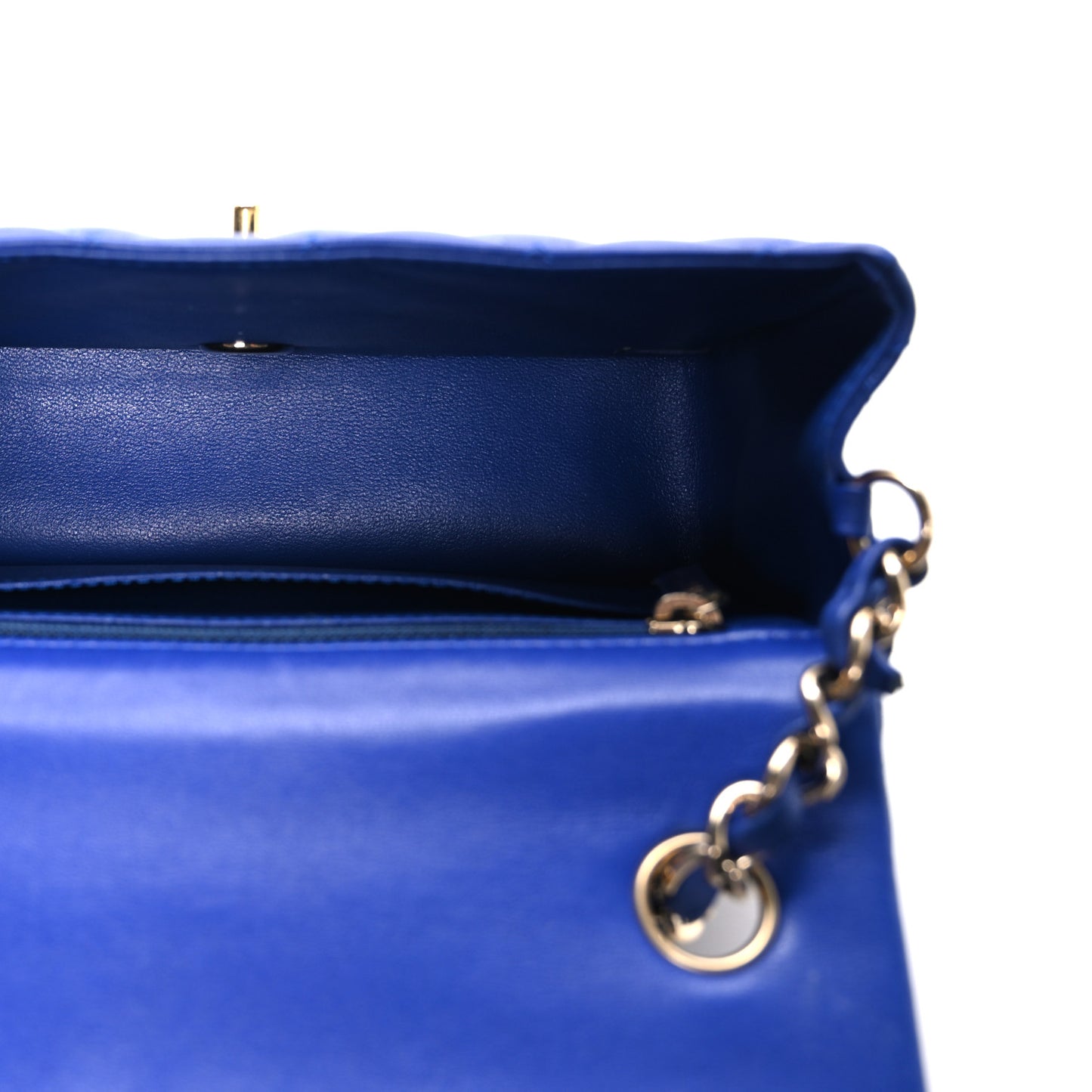 Lambskin Quilted Mini Rectangular Flap Blue