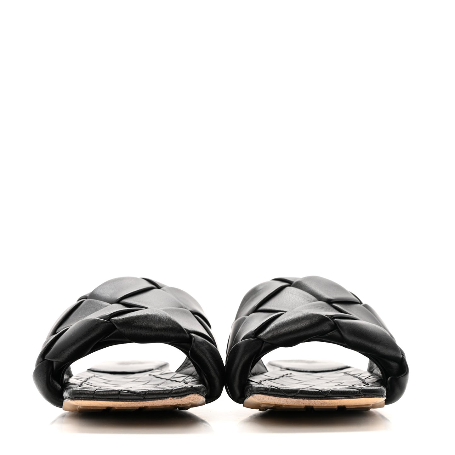 Nappa Maxi Intrecciato Lido Flat Sandals 38 Black