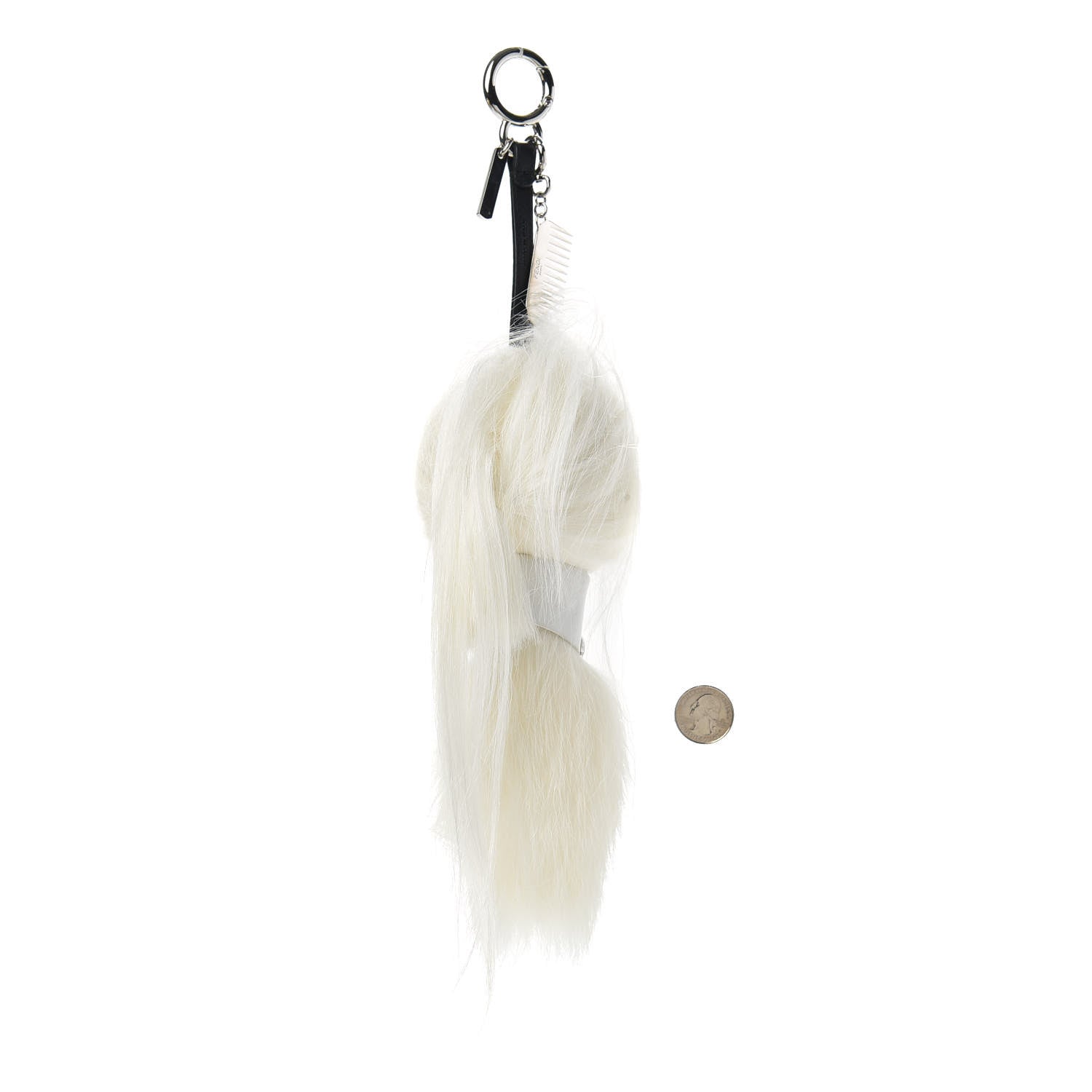 Fendi Fox Goat Mink Fur Nappa Crystal Studded Mini Karlito Tuxedo Bag Charm White Multicolor 2 of 4