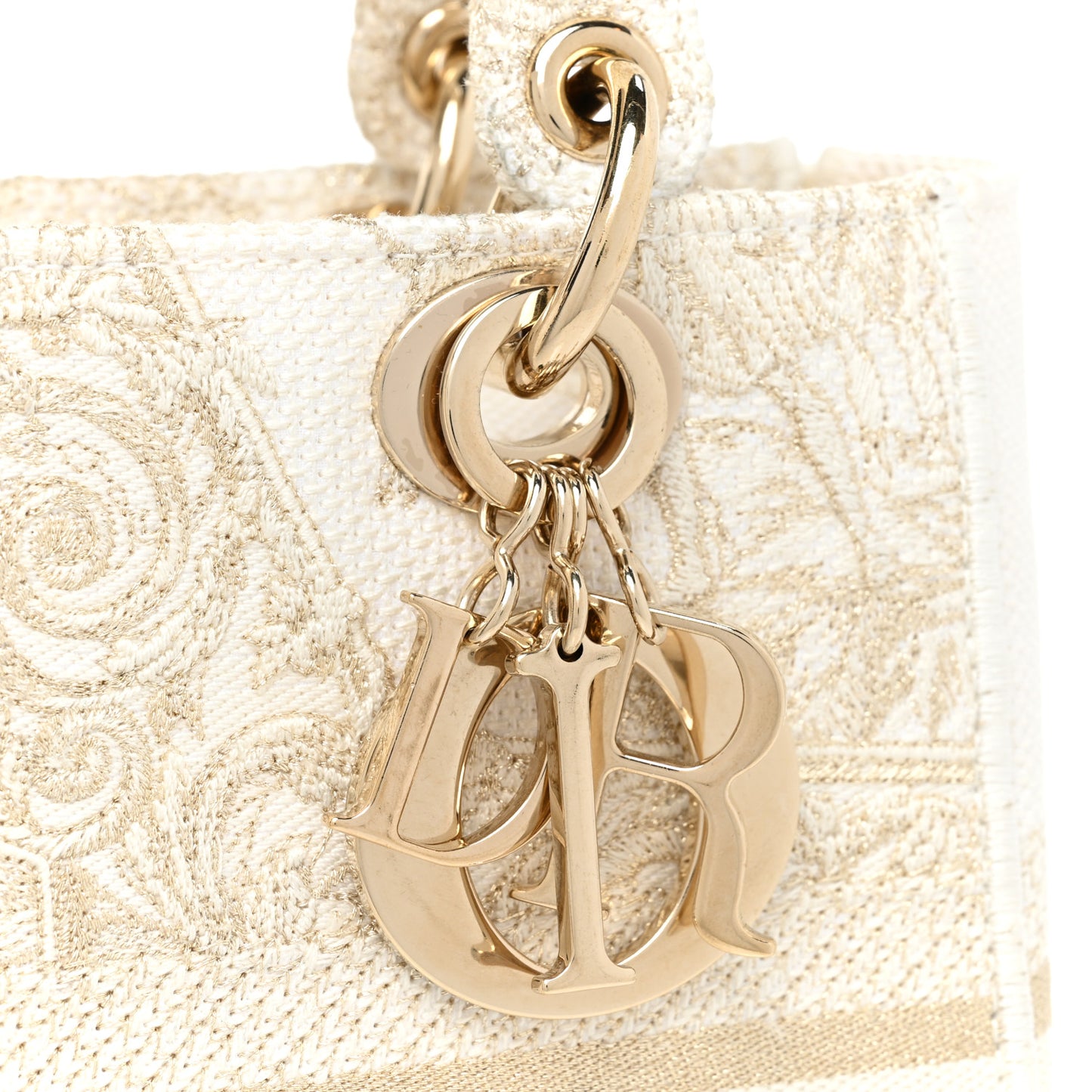 Canvas Around The World Stella Embroidered Medium Lady D-Lite White Gold