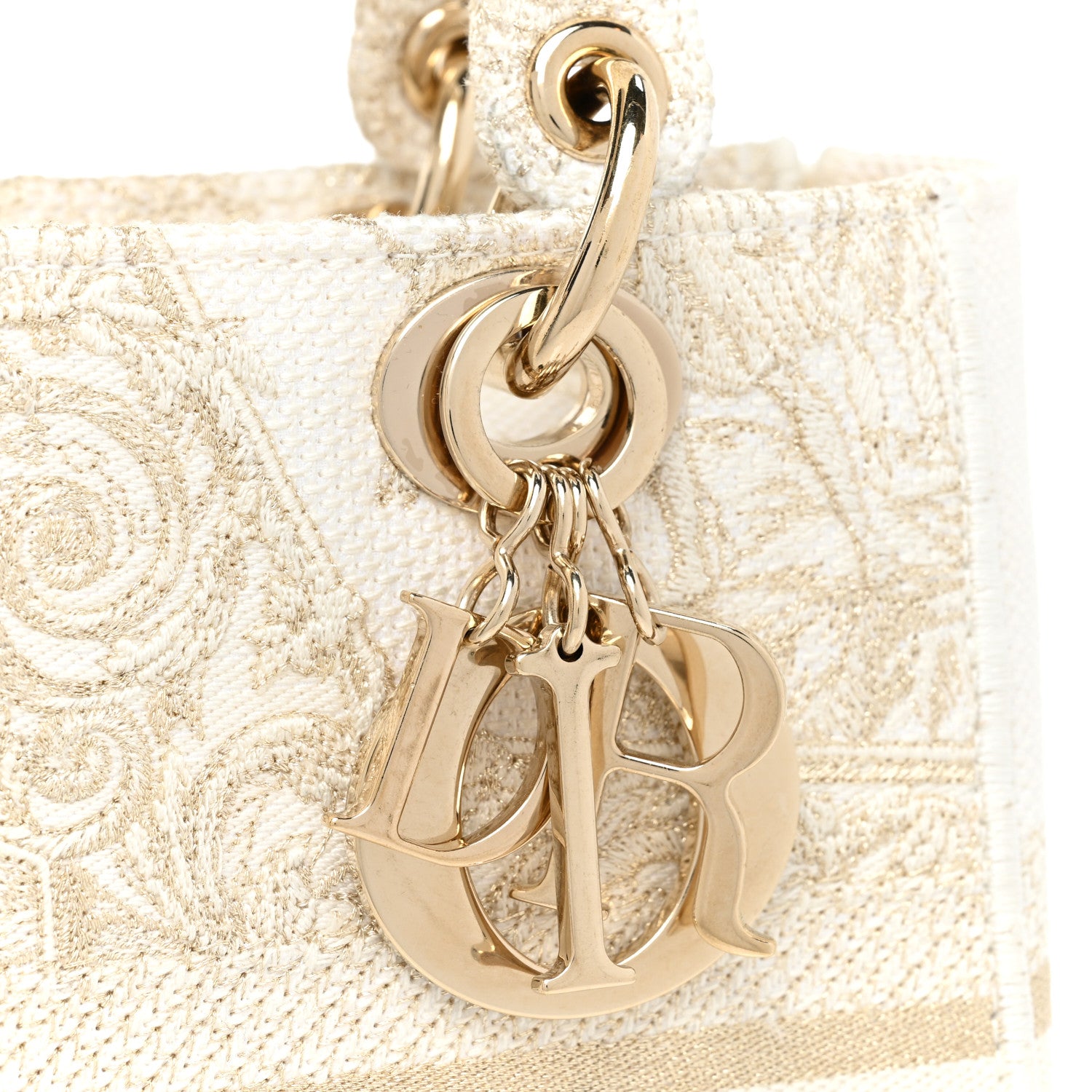 Christian Dior Canvas Around The World Stella Embroidered Medium Lady D-Lite White Gold 14 of 14