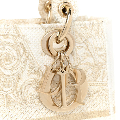 Christian Dior Canvas Around The World Stella Embroidered Medium Lady D-Lite White Gold 14 of 14