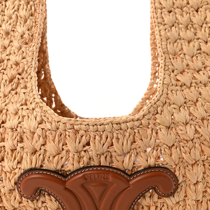 Celine Raffia Calfskin Triomphe Panier Hobo Bag Natural Tan 7 of 9