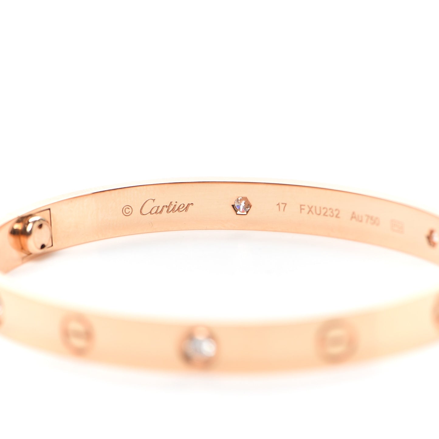 18K Pink Gold 4 Diamond LOVE Bracelet 17