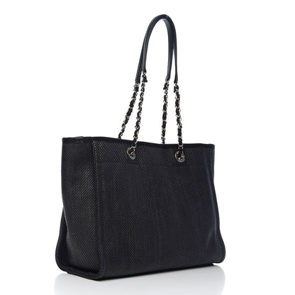 Chanel Mixed Fibers Calfskin Small Deauville Tote Black 2 of 9
