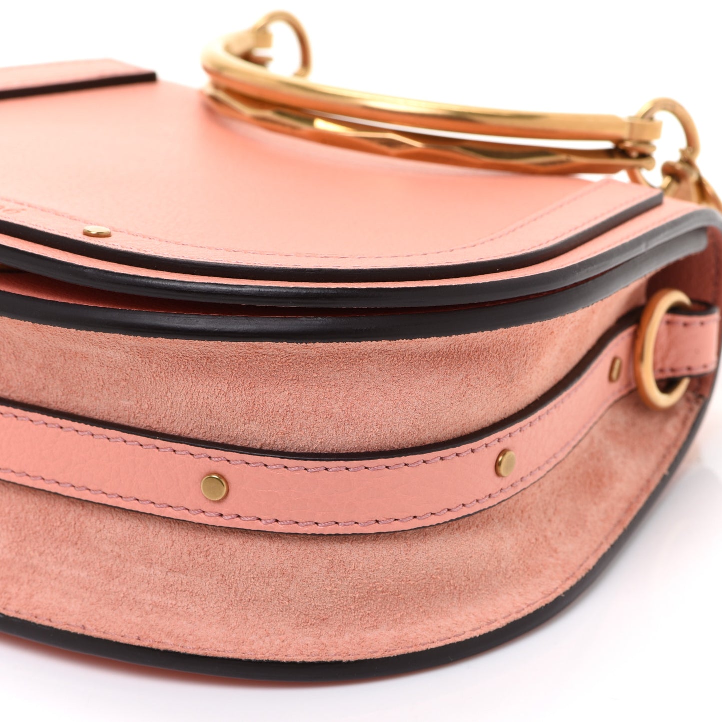 Calfskin Suede Small Nile Bracelet Bag Ideal Blush