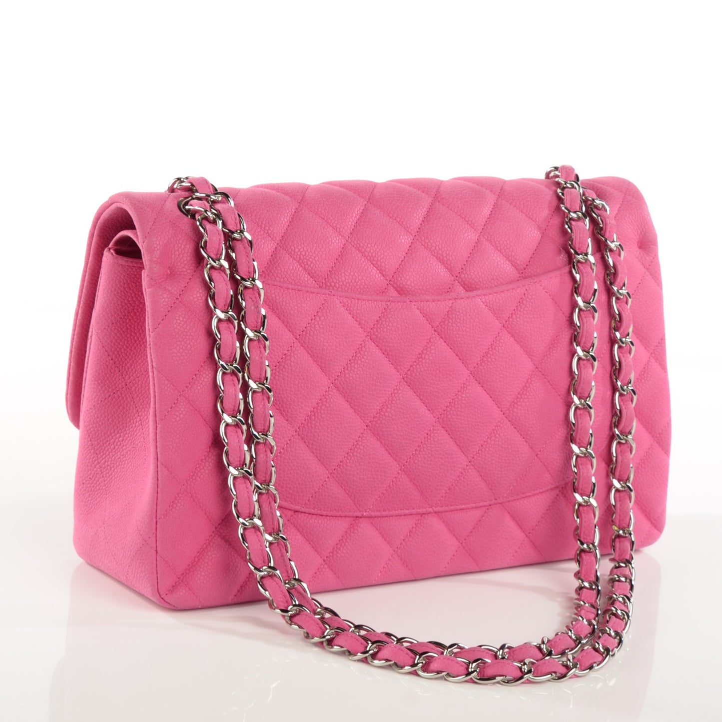Iridescent Caviar Quilted Jumbo Double Flap Pink