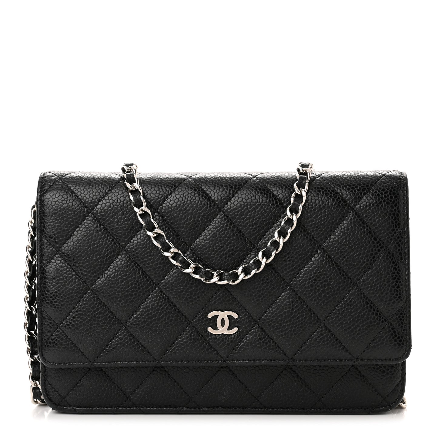Caviar Quilted Wallet on Chain WOC Black