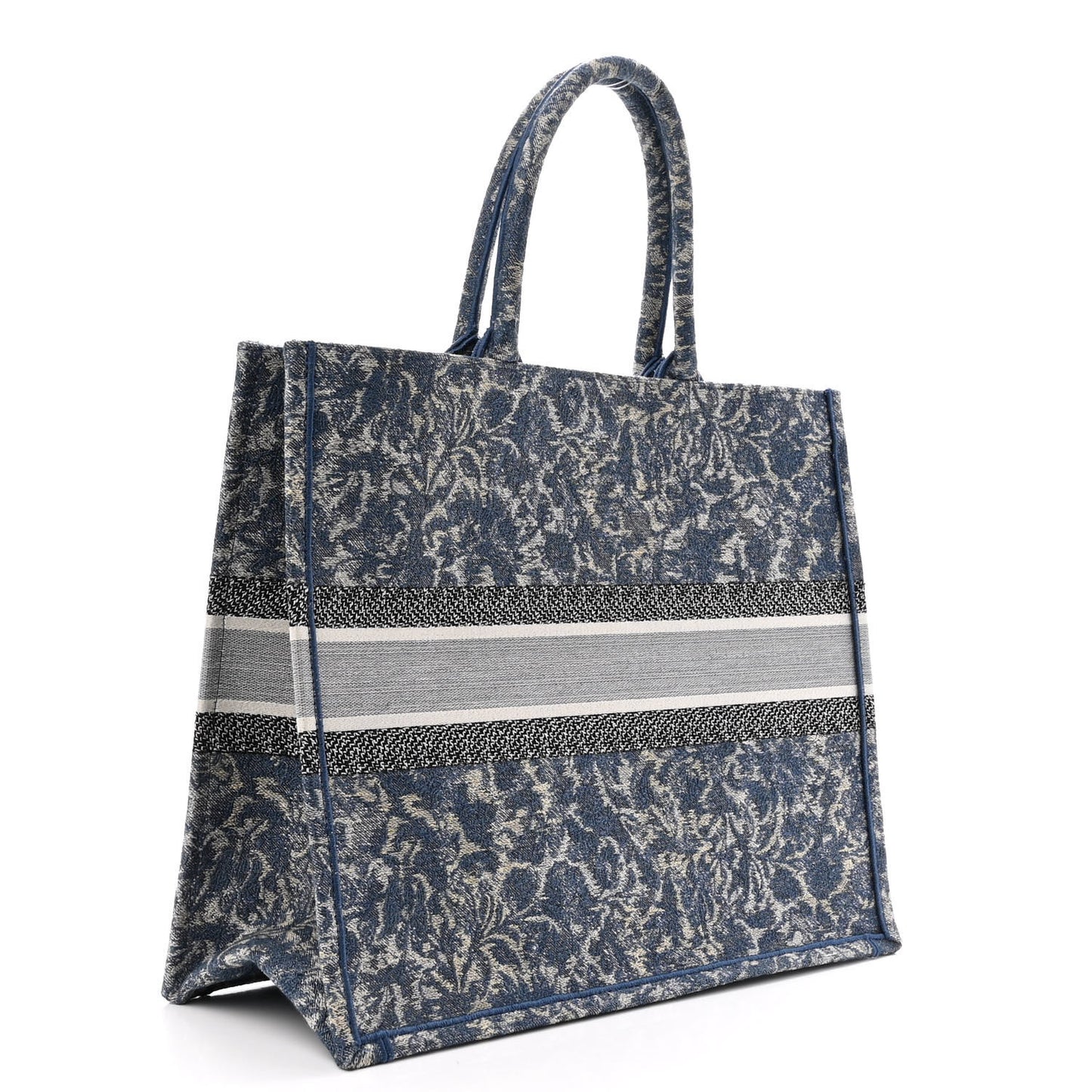 Canvas Embroidered Large Brocart Book Tote Blue