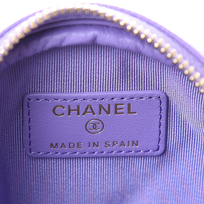 Chanel Caviar Quilted Zip Around Classic Coin Purse Purple 5 of 7