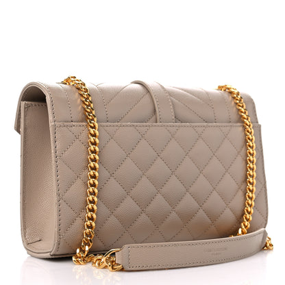 Saint Laurent Grain De Poudre Textured Mixed Matelasse Triquilt Small Monogram Satchel Dark Beige 3 of 9