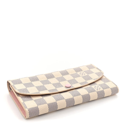 Louis Vuitton Damier Azur Emilie Wallet Rose Ballerine 4 of 10