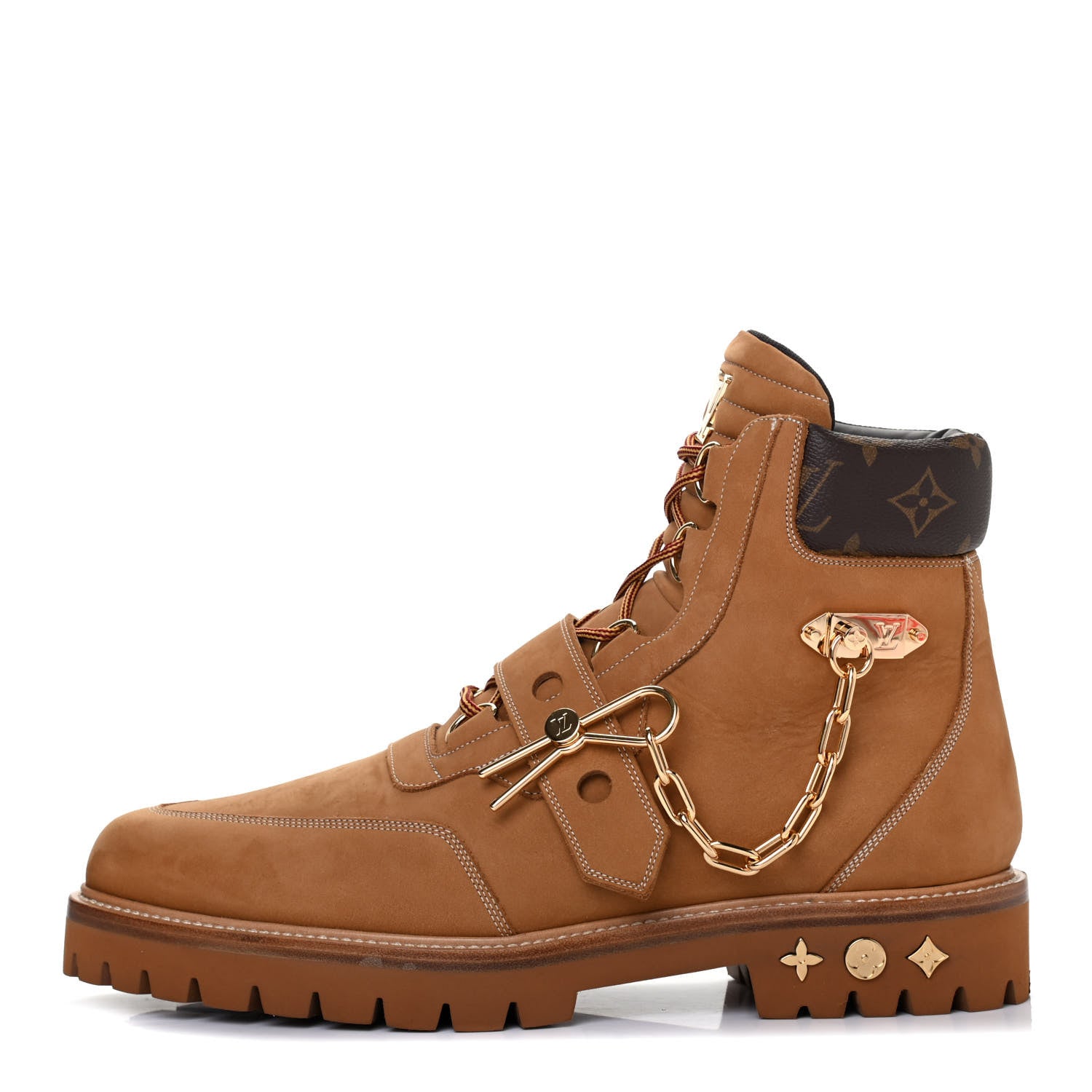 Louis Vuitton Calfskin Suede Monogram Mens Creeper Ankle Boots 9 Beige 1 of 15