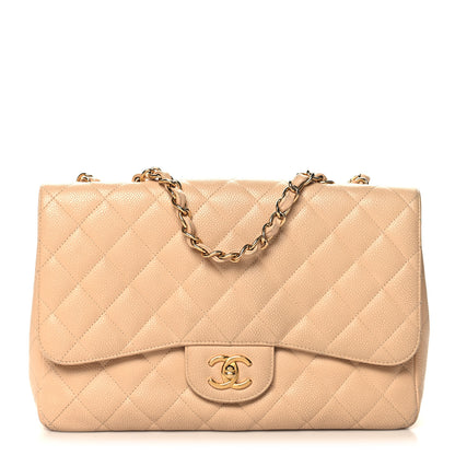 Chanel Caviar Quilted Jumbo Single Flap Beige Clair 1 of 14