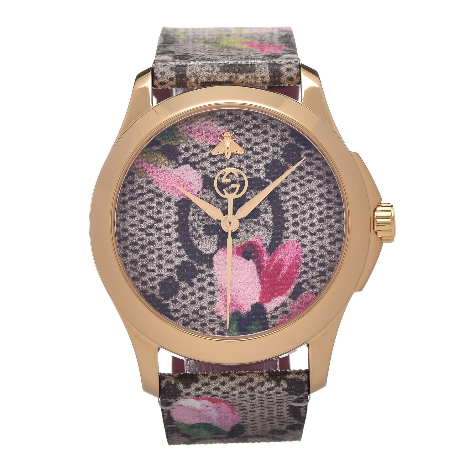Gucci Stainless Steel Canvas 38mm G-Timeless Supreme GG Blooms Quartz Watch Brown 1 of 10