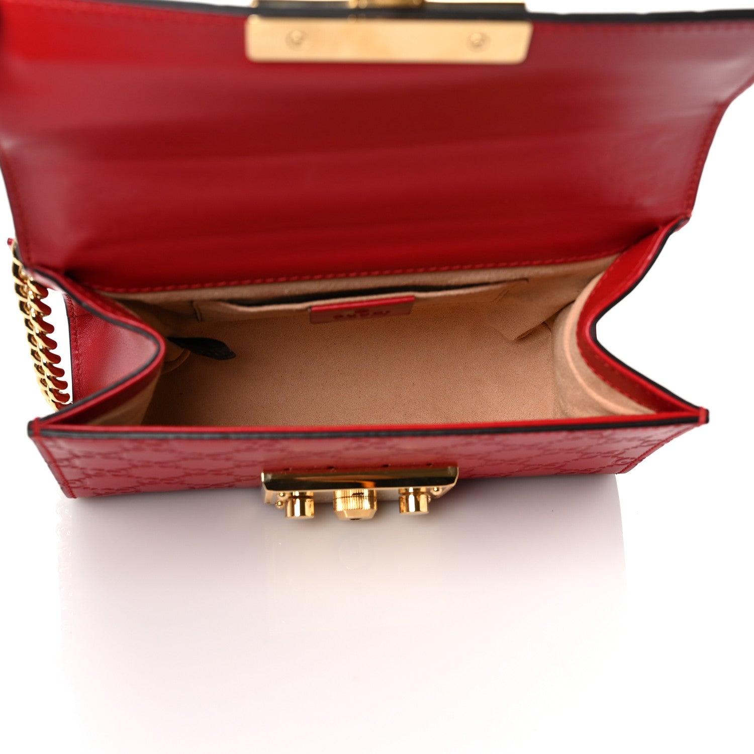 Gucci Guccissima Small Padlock Shoulder Bag Hibiscus Red 4 of 11