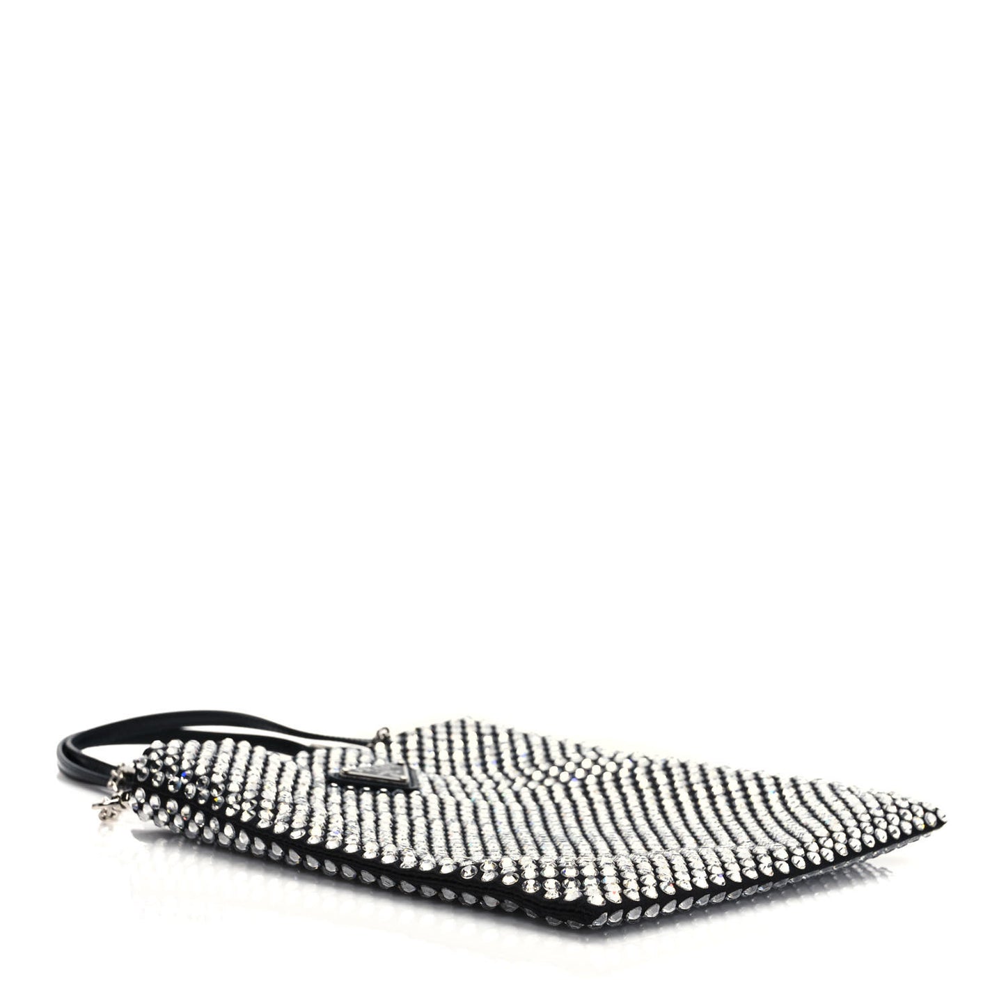 Satin Crystal Metal Triangle Logo Chain Crossbody Handbag Cristal