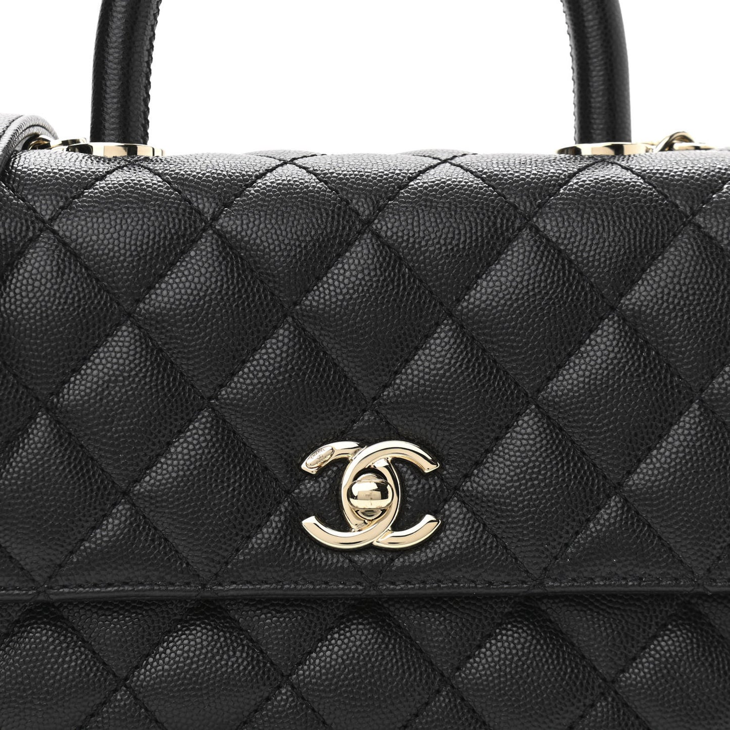Caviar Quilted Mini Coco Handle Flap Black