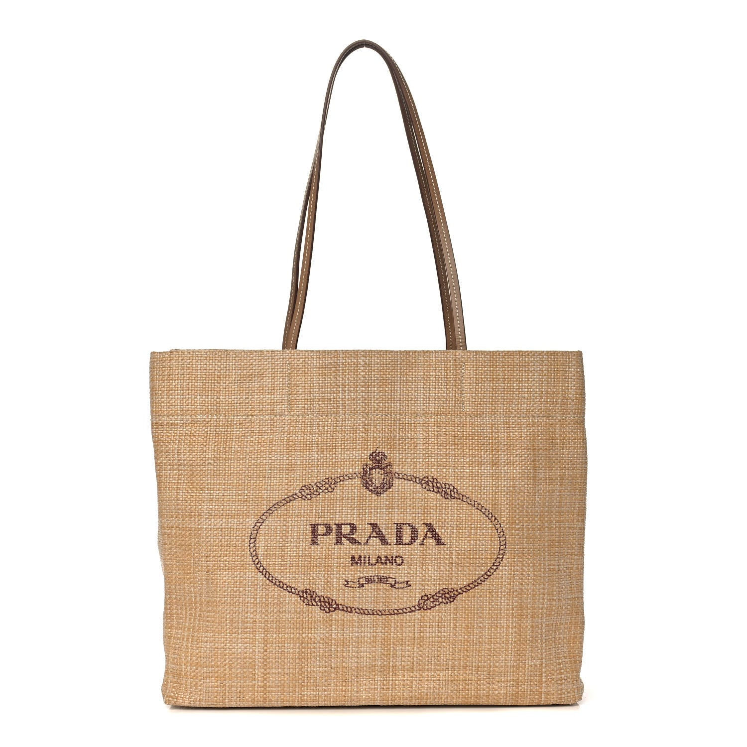 Prada Raffia Logo Tote Naturale 1 of 11