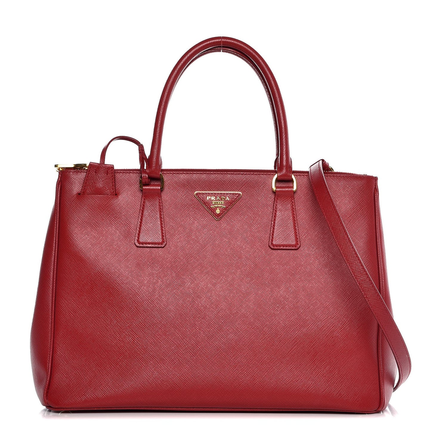 Saffiano Medium Galleria Double Zip Tote Fuoco