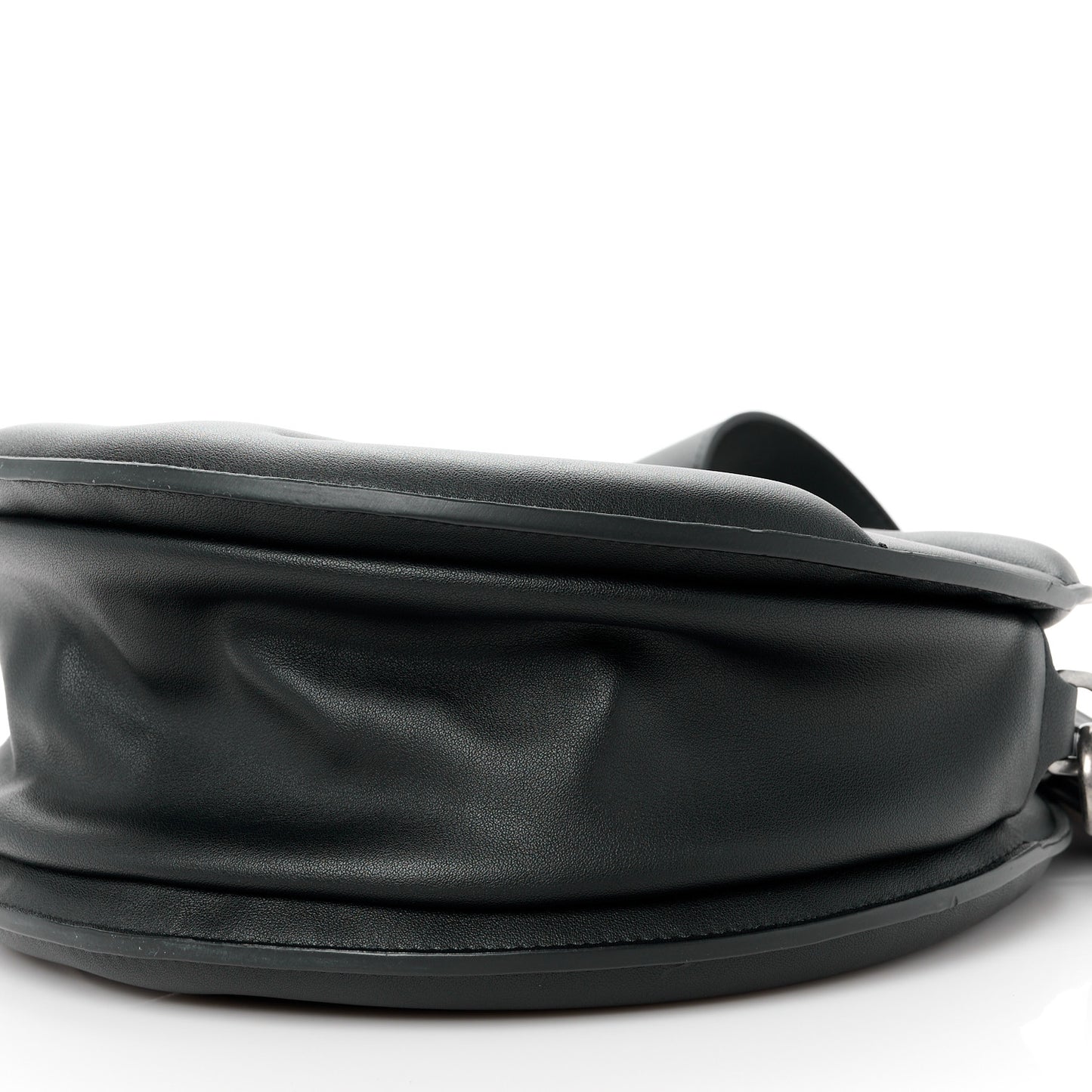 Vegan Leather Round Circle Bag Black