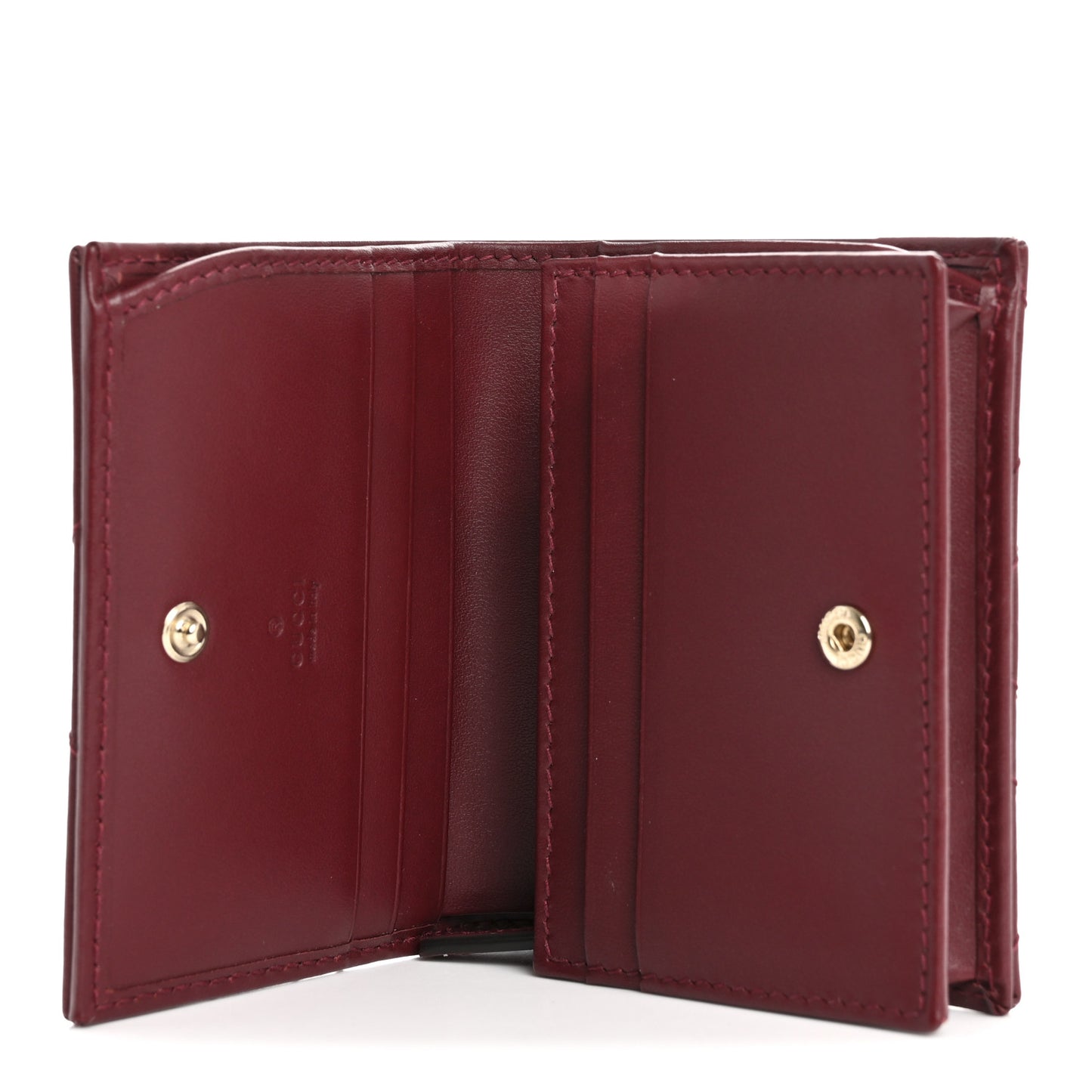 Calfskin Matelasse GG Marmont Card Case Wallet Rosso Ancora