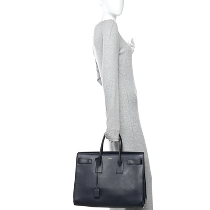 Saint Laurent Calfskin Large Sac de Jour Carryall Navy Blue 2 of 9