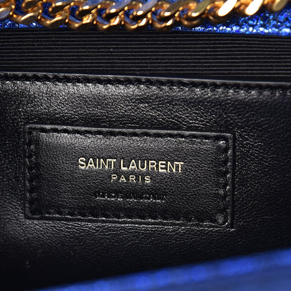 Saint Laurent Metallic Calfskin Medium Classic Monogram Kate Satchel Blue Royal 6 of 9