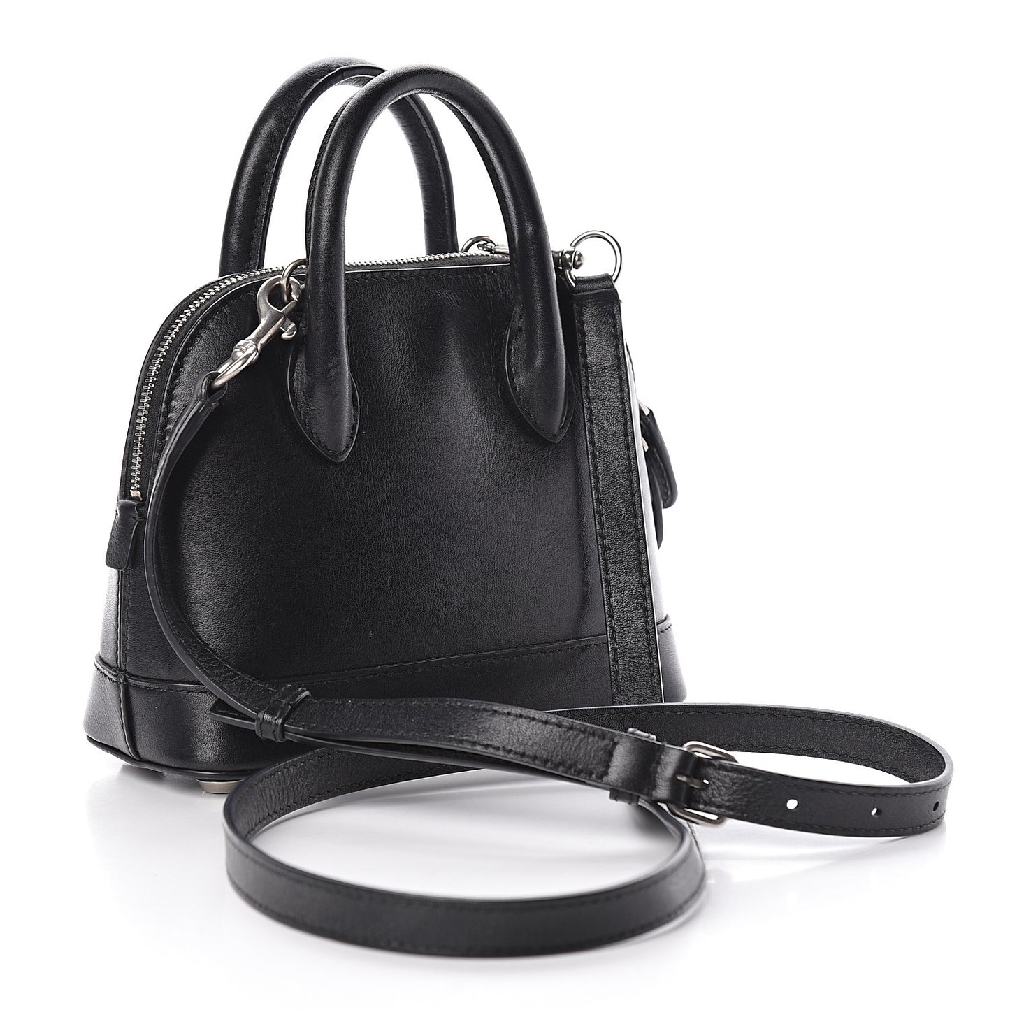 Calfskin Gothic Logo XXS Ville Top Handle Bag Black White
