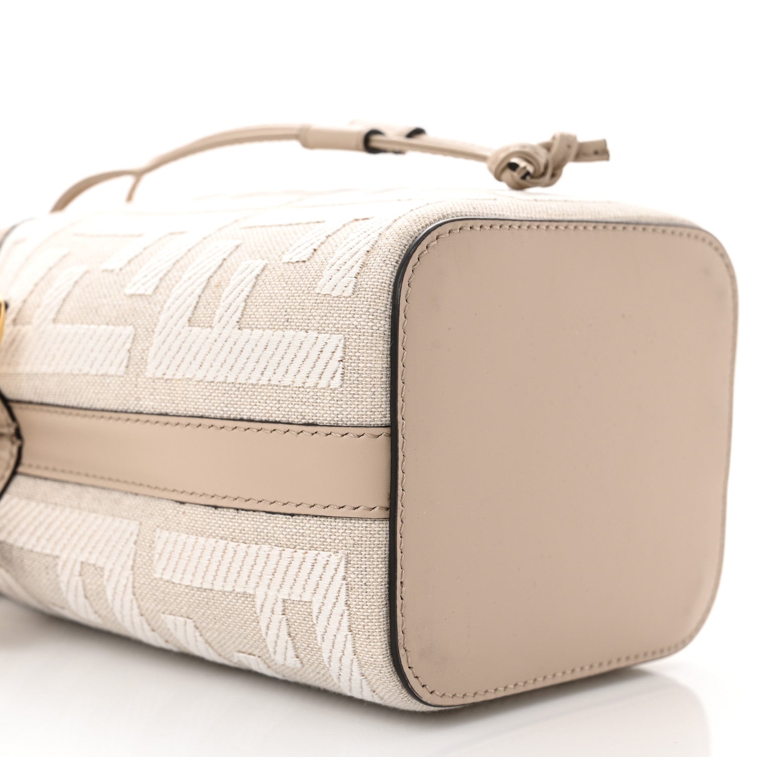 Fendi Canvas Nappa F is Fendi FF Embroidered Mini Mon Tresor Bucket Bag Grezzo White Nuvola 9 of 12