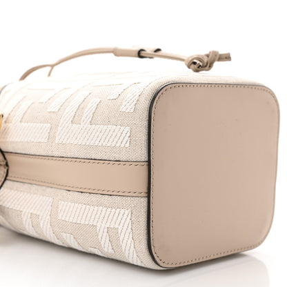Fendi Canvas Nappa F is Fendi FF Embroidered Mini Mon Tresor Bucket Bag Grezzo White Nuvola 9 of 12