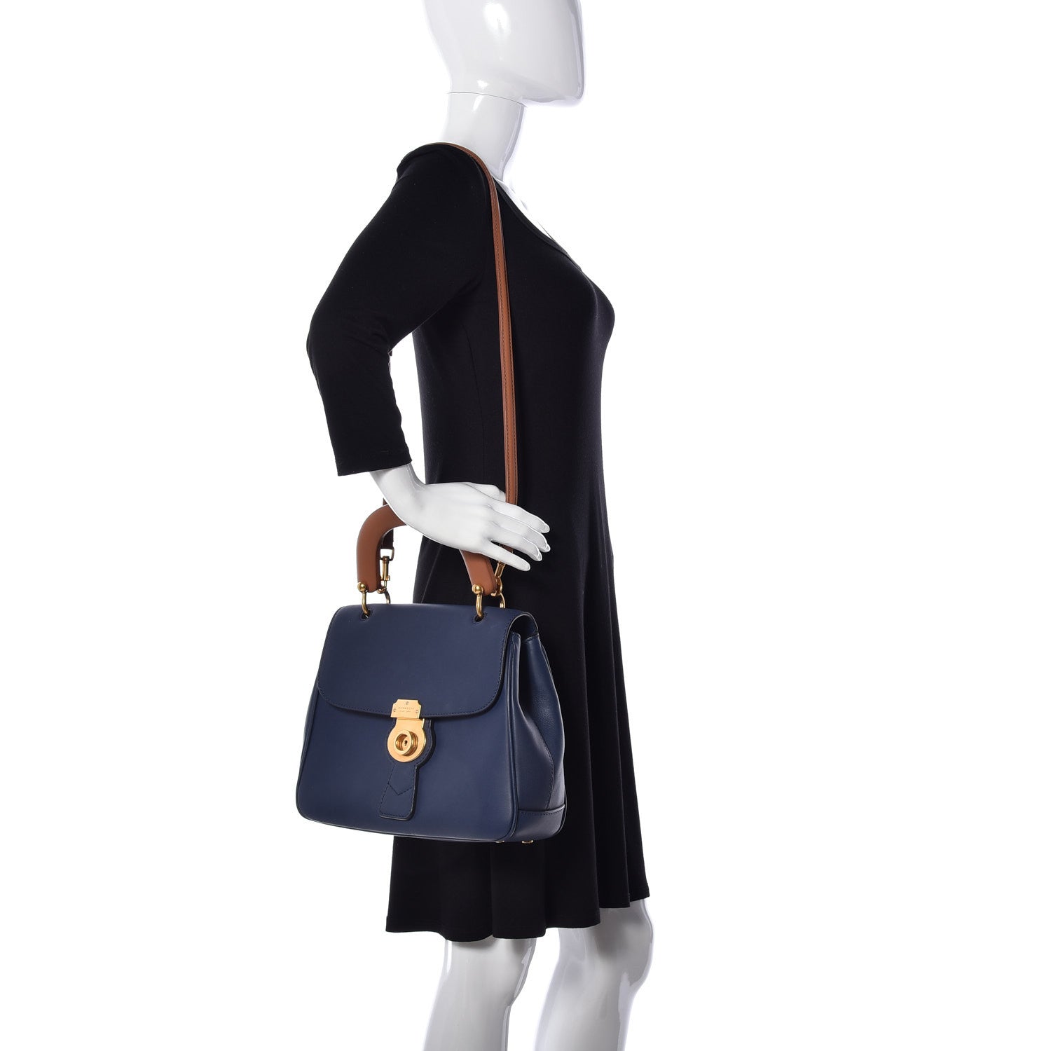 Burberry Trench Calfskin Medium DK88 Top Handle Bag Ink Blue 2 of 9