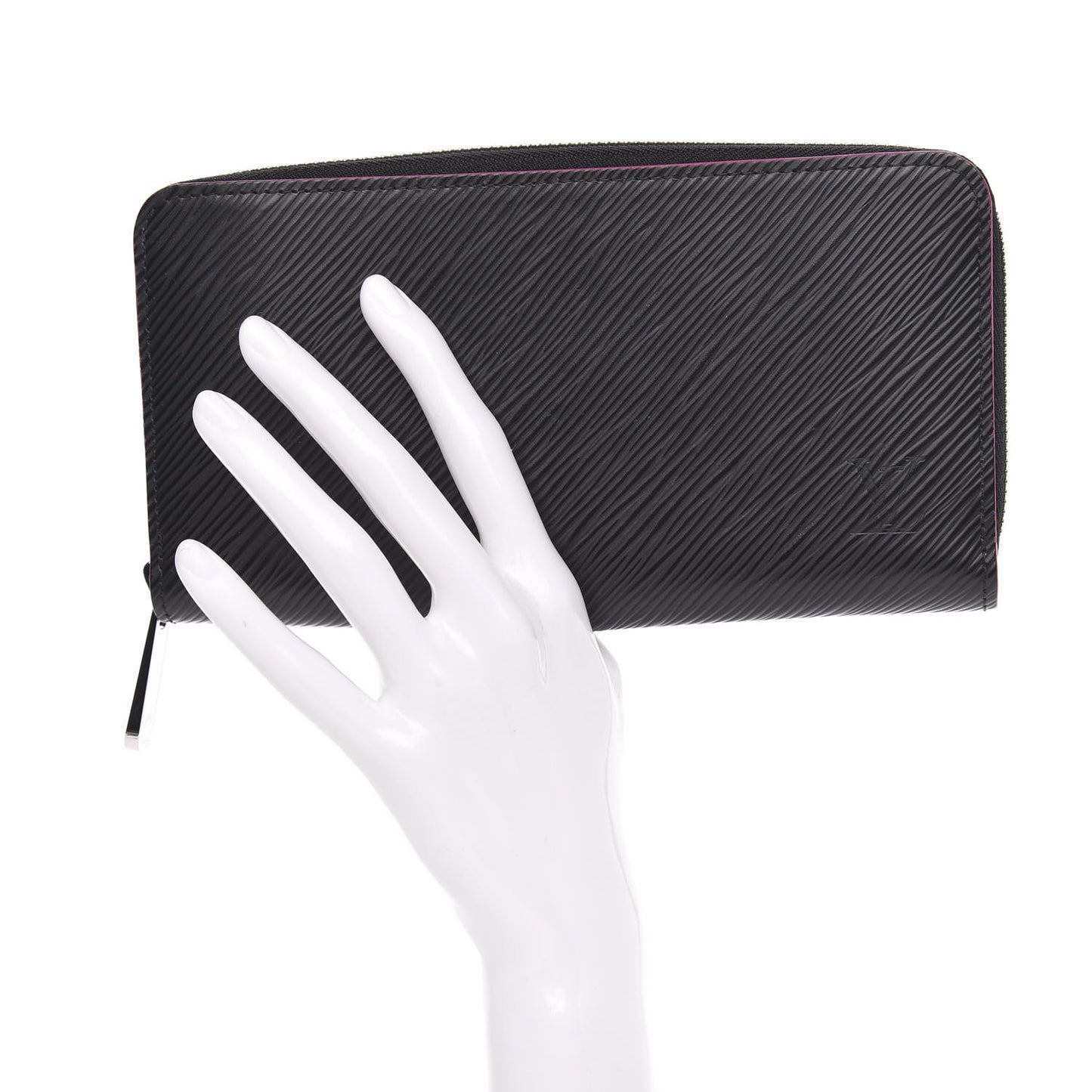 Epi Zippy Wallet Black Hot Pink