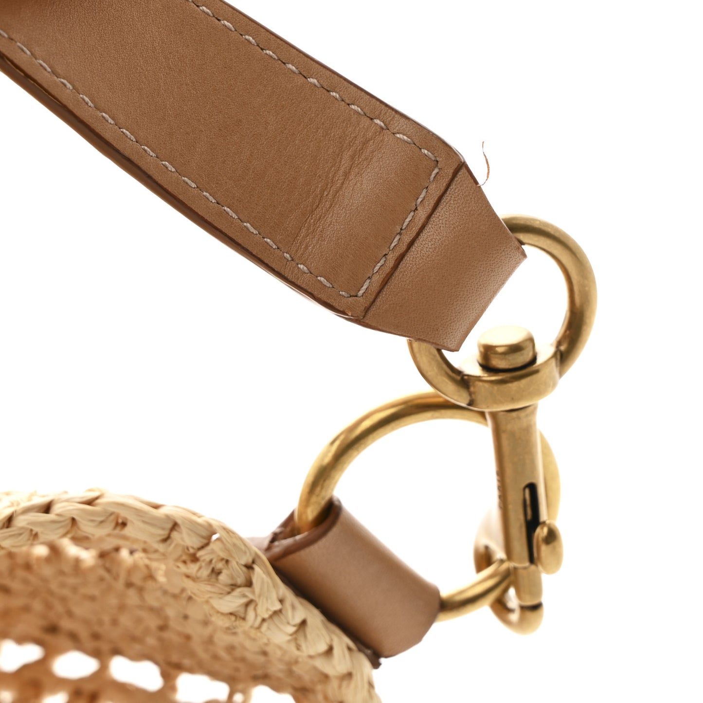 Raffia Calfskin Oxalis Shoulder Bag Naturale Vintage Brown