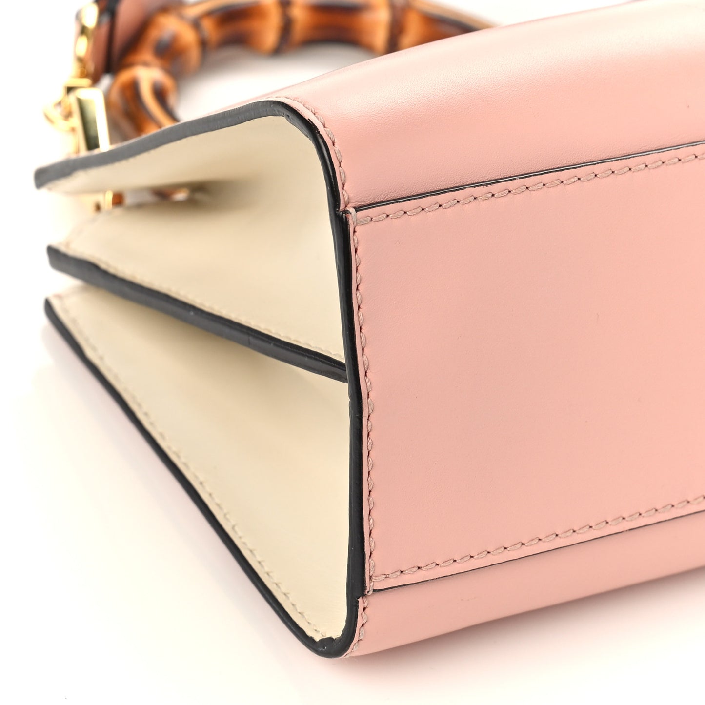 Nappa Bamboo Web Small Nymphaea Top Handle Bag Perfect Pink Mystic White