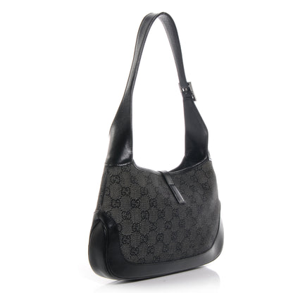 Gucci Denim Monogram Small Jackie O Hobo Black 3 of 7