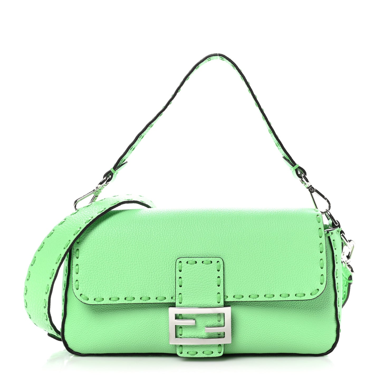 Cuoio Roma Sellerissima Nappa Sintetica Tape Stitch Baguette Edamame