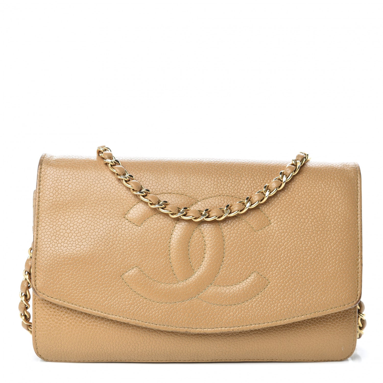 Chanel Caviar Timeless CC Wallet On Chain WOC Beige 1 of 17
