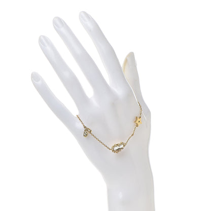 Christian Dior CD Crystal Heart Station Charms Bracelet Gold 2 of 4