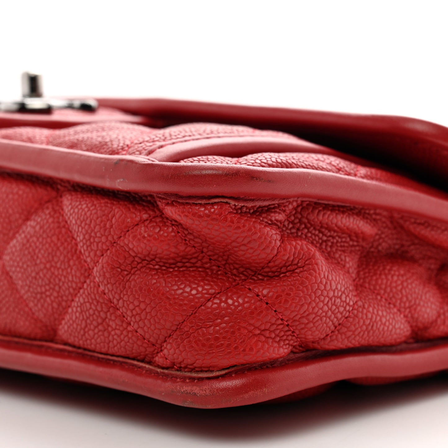 Caviar Quilted Large French Riviera Flap Red