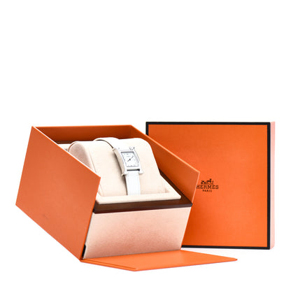 Hermes Stainless Steel Epsom Lacquer 21mm Heure H Hour Quartz Watch Blanc 5 of 5