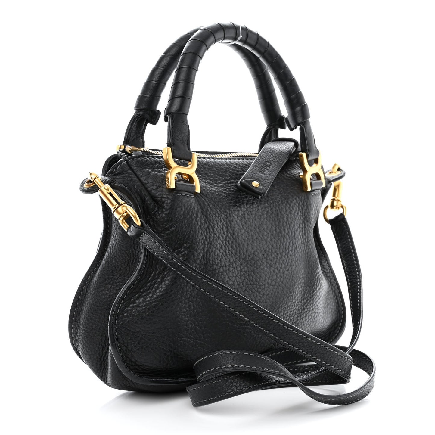 Calfskin Small Marcie Satchel Black