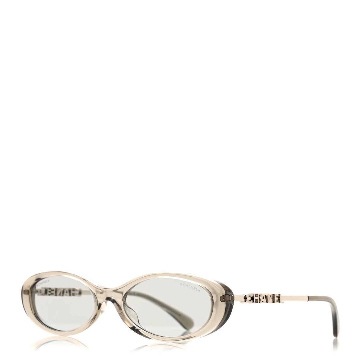 Acetate Metal Logo Oval Sunglasses 5565 Light Grey
