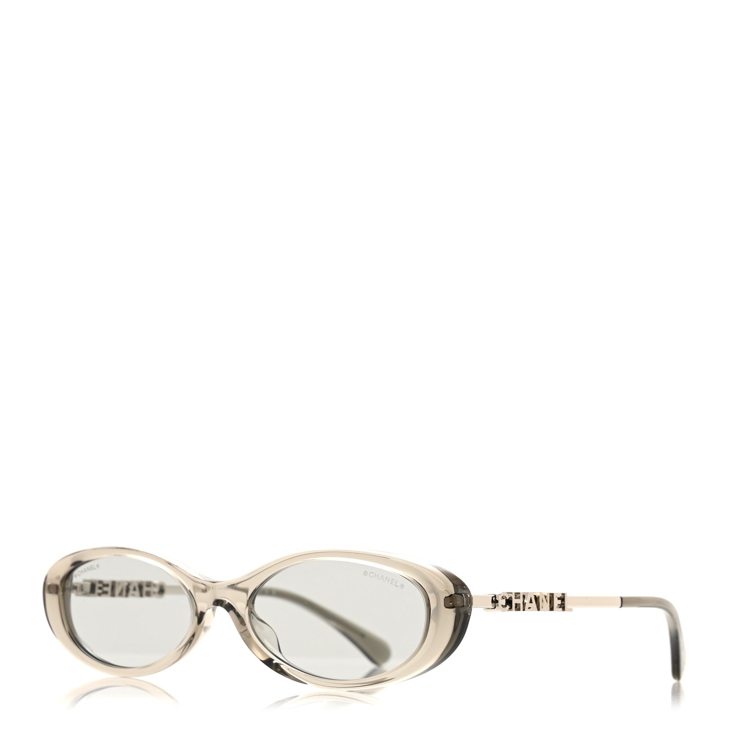 Chanel Acetate Metal Logo Oval Sunglasses 5565 Light Grey 1 of 8
