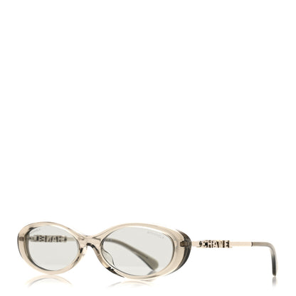 Chanel Acetate Metal Logo Oval Sunglasses 5565 Light Grey 1 of 8