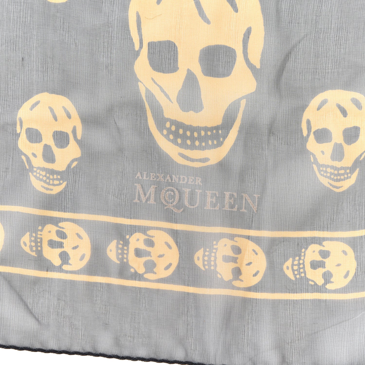 Alexander McQueen Silk Chiffon Skull Scarf Black Gold 2 of 3