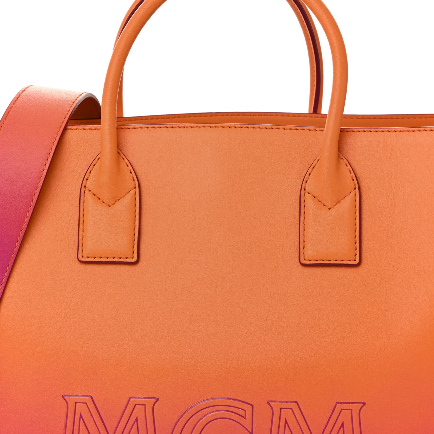 Calfskin Gradation Large Munchen Tote Orange
